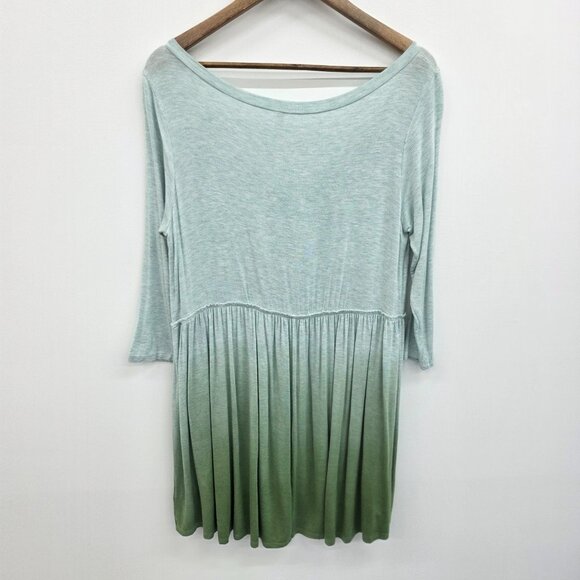 Mint‎ Green Dip Dye Babydoll Top M Soft Ombre Flowy Tunic High Waist Stretch - Picture 4 of 10